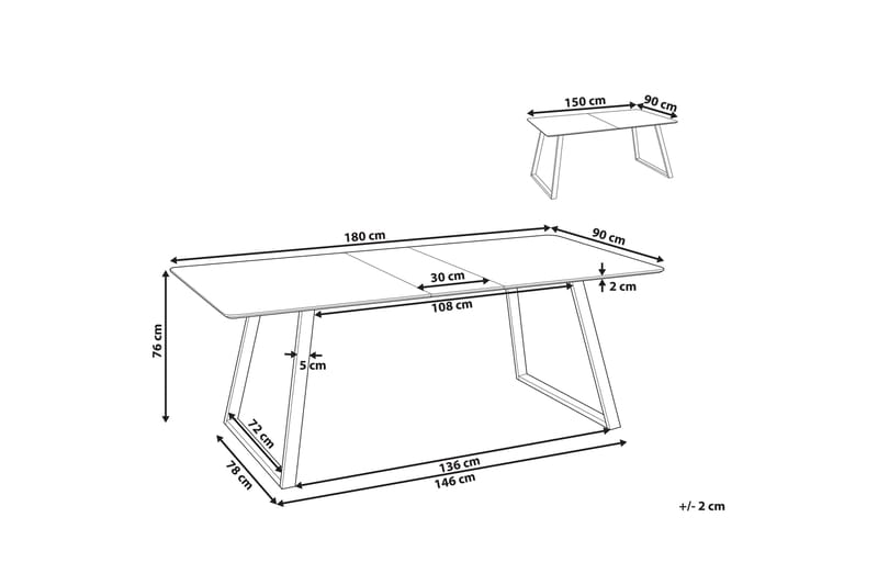 Spisebord Stephenville Forlengbart 150-180x90 cm - Svart - Møbler - Bord - Spisebord & kjøkkenbord