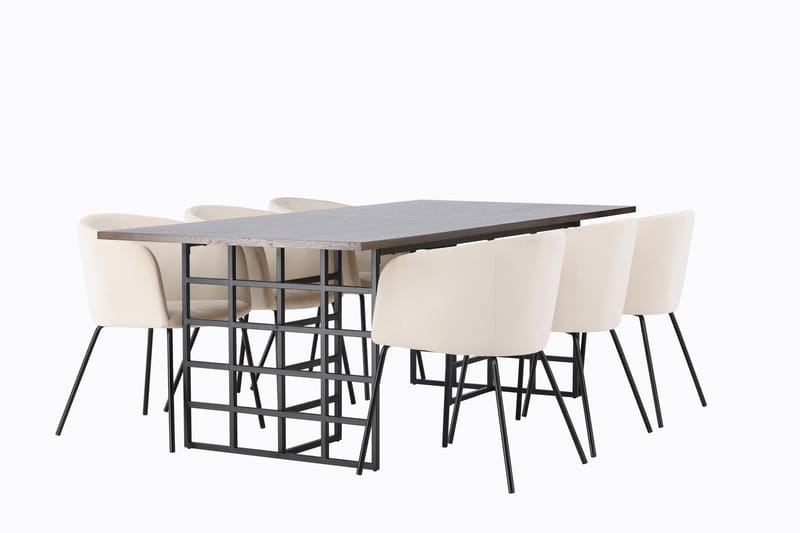 Spisegruppe Achimenes 220 cm Rektangulær med 6 Beraid Stoler - Beige - Møbler - Bord - Spisegruppe