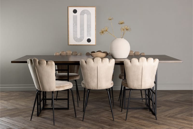 Spisegruppe Achimenes 220 cm Rektangulær med 6 Limhamn Stoler - Beige - Spisegruppe