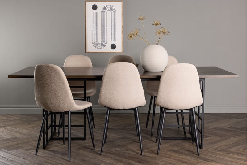 Spisegruppe Achimenes 220 cm Rektangulær med 6 Nicci Stoler - Beige - Møbler - Bord - Spisegruppe