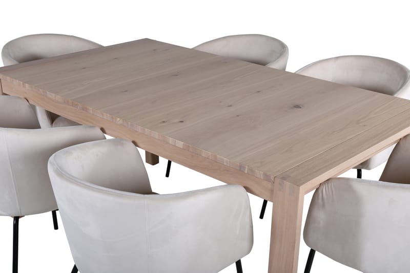 Spisegruppe Algarmejo Forlengningsbar 170 cm Rektangulær med 6 Beraid Stoler - Beige - Møbler - Bord - Spisegruppe