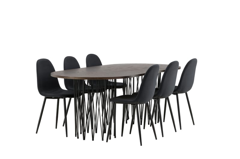 Spisegruppe Alismo 220 cm Oval med 6 Nicci Stoler - Svart - Spisegruppe