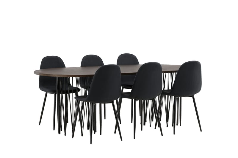 Spisegruppe Alismo 220 cm Oval med 6 Nicci Stoler - Svart - Spisegruppe