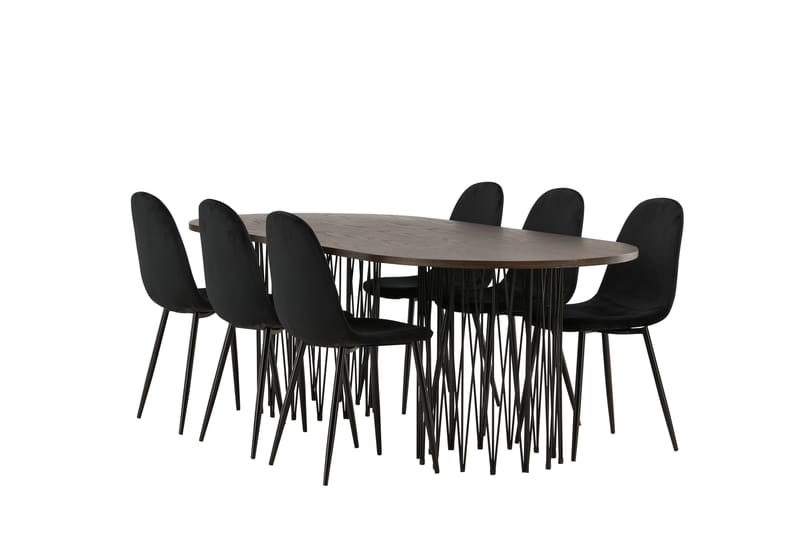 Spisegruppe Alismo 220 cm Oval med 6 Nicci Stoler - Svart - Spisegruppe