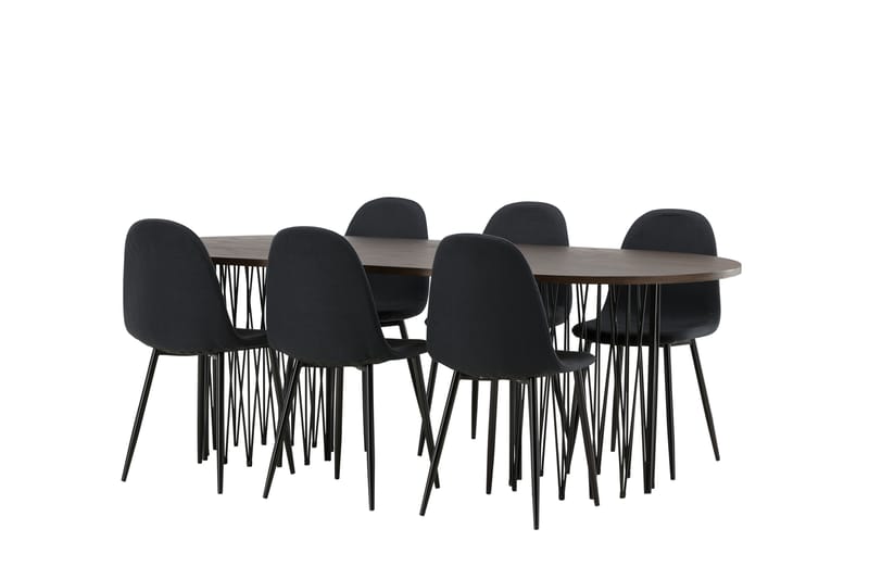 Spisegruppe Alismo 220 cm Oval med 6 Nicci Stoler - Svart - Møbler - Bord - Spisegruppe