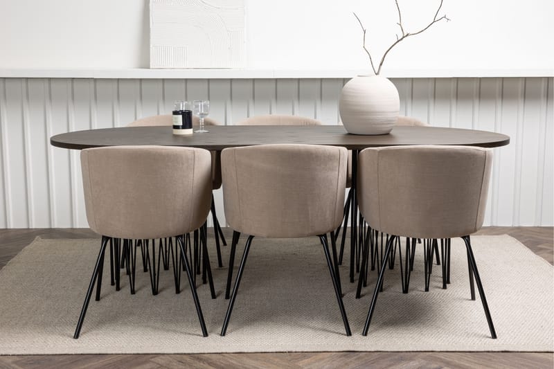 Spisegruppe Alismo 220 cm Rektangulær med 6 Beraid Stoler - Beige - Møbler - Bord - Spisegruppe