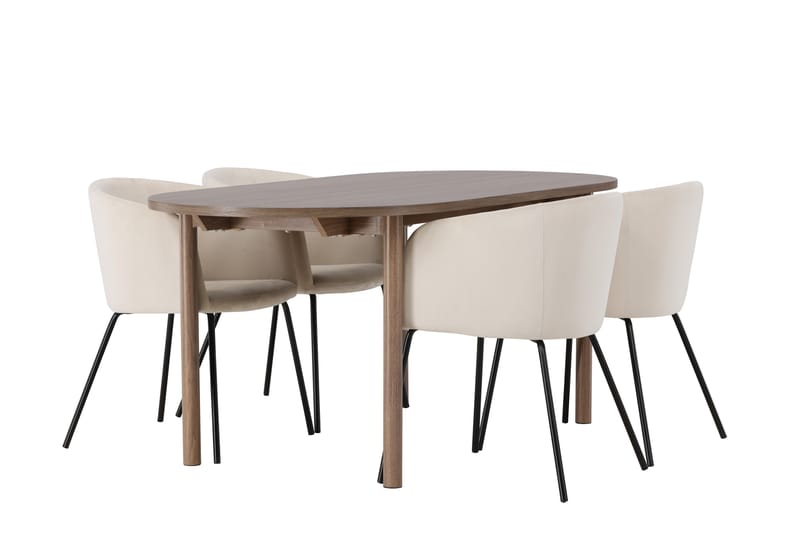 Spisegruppe Andy 180 cm Oval med 4 Beraid Stoler - Beige - Møbler - Bord - Spisegruppe