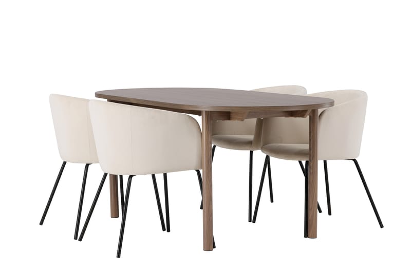 Spisegruppe Andy 180 cm Oval med 4 Beraid Stoler - Beige - Møbler - Bord - Spisegruppe