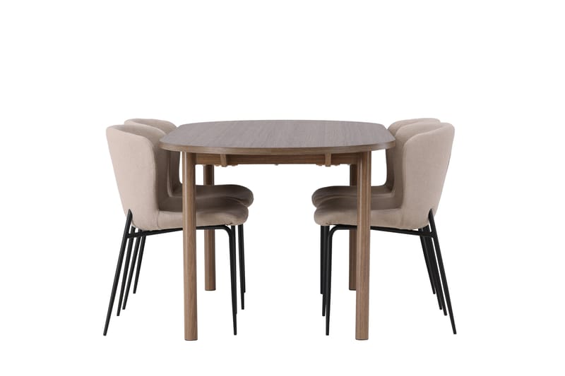 Spisegruppe Andy 180 cm Oval med 4 Habesh Stoler - Beige - Møbler - Bord - Spisegruppe