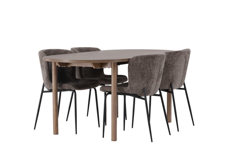 Spisegruppe Andy 180 cm Oval med 4 Habesh Stoler - Svart - Møbler - Bord - Spisegruppe