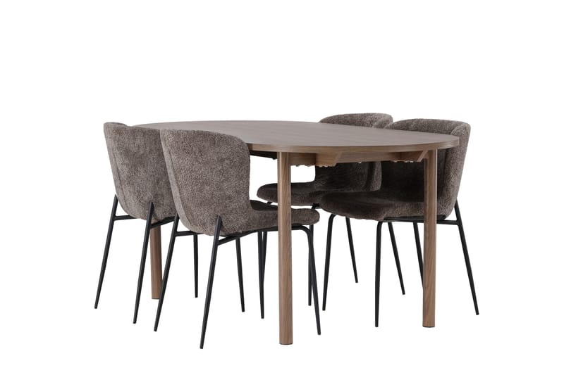 Spisegruppe Andy 180 cm Oval med 4 Habesh Stoler - Svart - Møbler - Bord - Spisegruppe