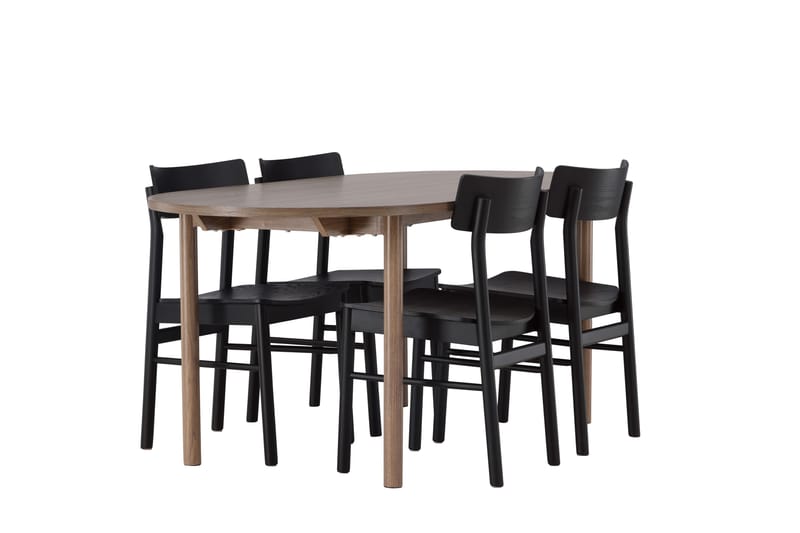 Spisegruppe Andy 180 cm Oval med 4 Montros Stoler - Svart - Møbler - Bord - Spisegruppe