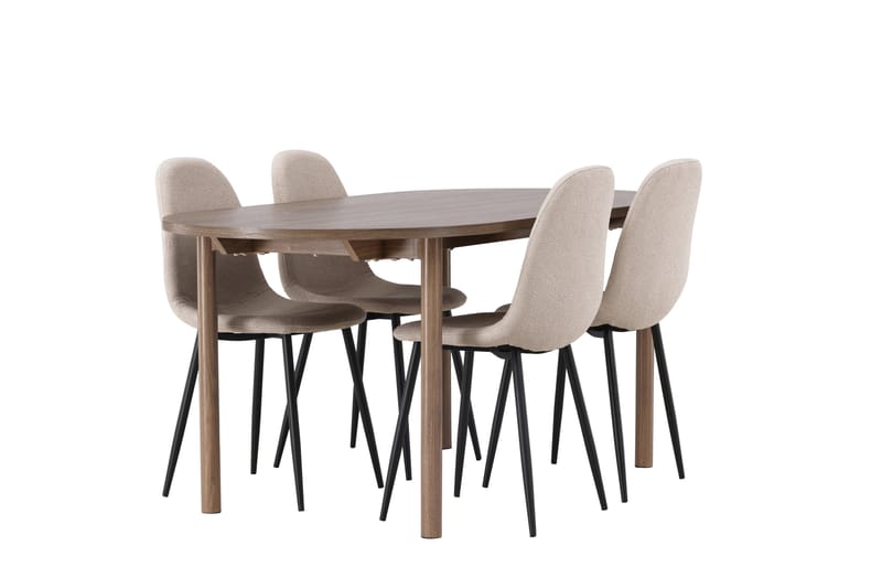 Spisegruppe Andy 180 cm Oval med 4 Nicci Stoler - Beige - Møbler - Bord - Spisegruppe