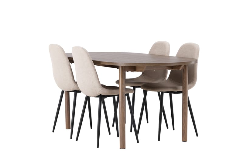 Spisegruppe Andy 180 cm Oval med 4 Nicci Stoler - Beige - Møbler - Bord - Spisegruppe