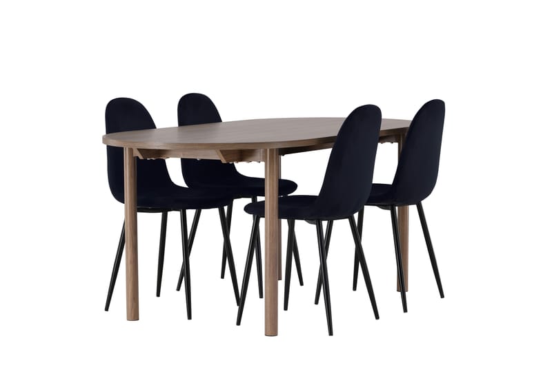 Spisegruppe Andy 180 cm Oval med 4 Nicci Stoler - Svart - Møbler - Bord - Spisegruppe