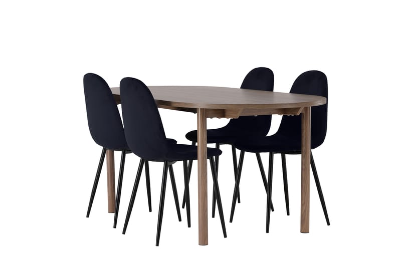 Spisegruppe Andy 180 cm Oval med 4 Nicci Stoler - Svart - Møbler - Bord - Spisegruppe