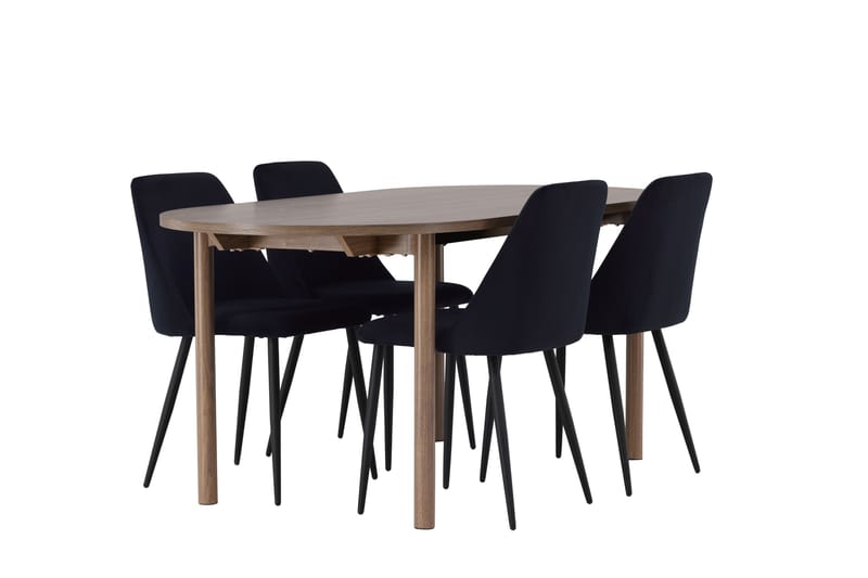 Spisegruppe Andy 180 cm Oval med 4 Night Stoler - Svart - Møbler - Bord - Spisegruppe