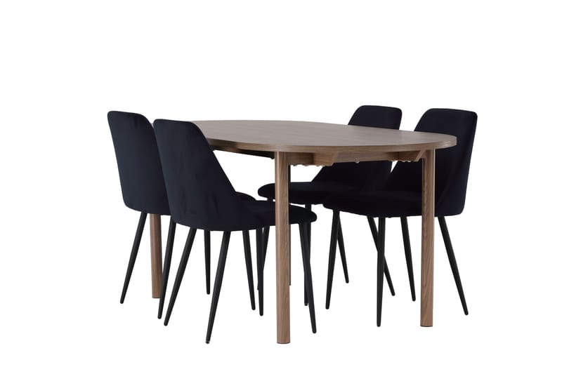 Spisegruppe Andy 180 cm Oval med 4 Night Stoler - Svart - Møbler - Bord - Spisegruppe