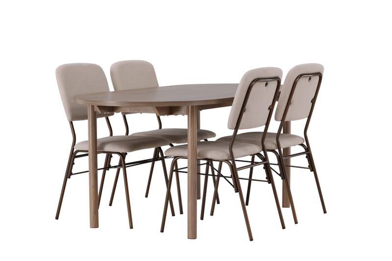 Spisegruppe Andy 180 cm Oval med 4 Seda Stoler - Beige - Møbler - Bord - Spisegruppe