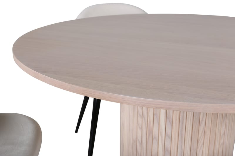 Spisegruppe Cinaba 110 cm Rund med 4 Longreone Stoler - Beige - Møbler - Bord - Spisegruppe