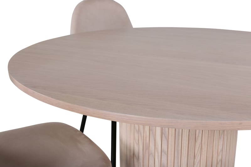 Spisegruppe Cinaba 110 cm Rund med 4 Nicci Stoler - Beige - Møbler - Bord - Spisegruppe