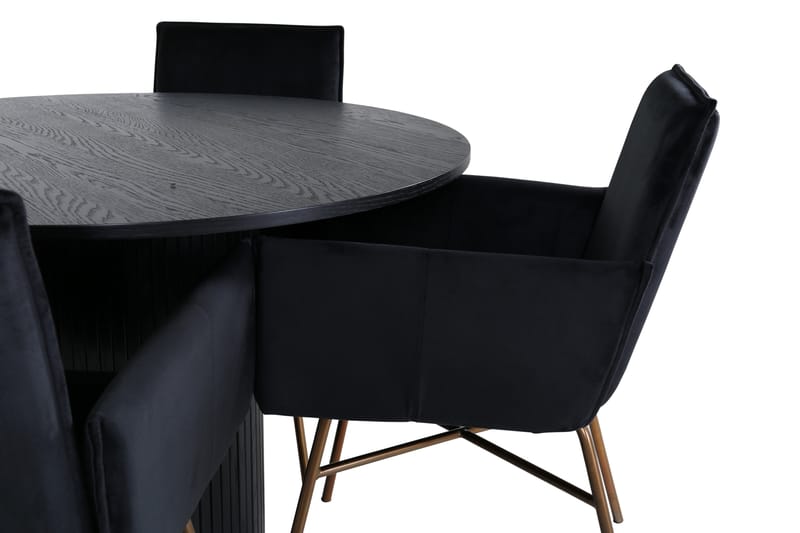 Spisegruppe Cinaba 110 cm Rund med 4 Petra Stoler - Svart - Møbler - Bord - Spisegruppe