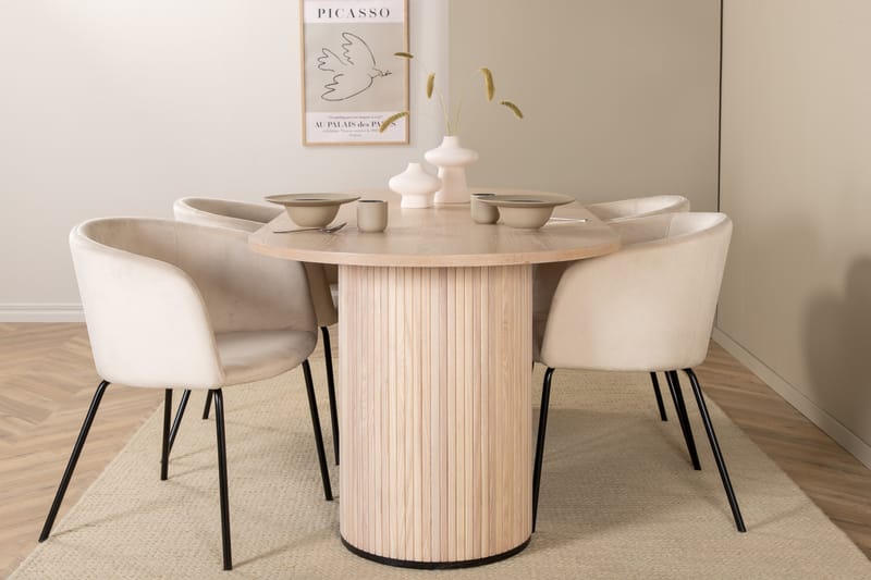 Spisegruppe Cinaba 200 cm Oval med 4 Beraid Stoler - Beige - Møbler - Bord - Spisegruppe