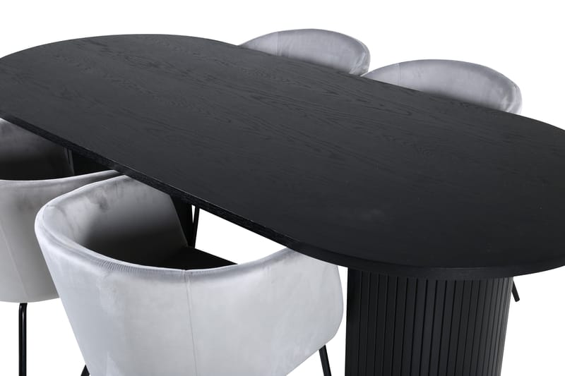 Spisegruppe Cinaba 200 cm Oval med 4 Beraid Stoler - Svart - Møbler - Bord - Spisegruppe