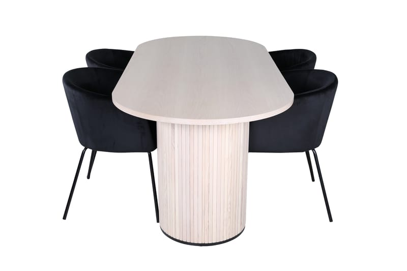 Spisegruppe Cinaba 200 cm Oval med 4 Beraid Stoler - Svart - Møbler - Bord - Spisegruppe