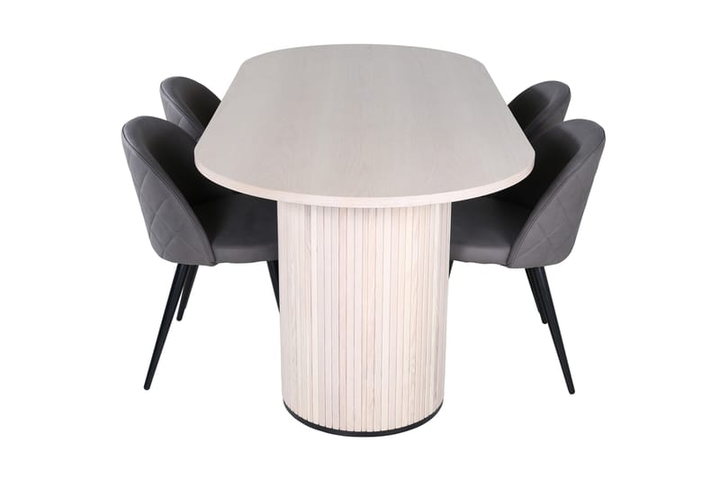 Spisegruppe Cinaba 200 cm Oval med 4 Longreone Stoler - Svart - Møbler - Bord - Spisegruppe