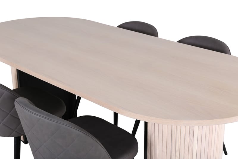 Spisegruppe Cinaba 200 cm Oval med 4 Longreone Stoler - Svart - Møbler - Bord - Spisegruppe