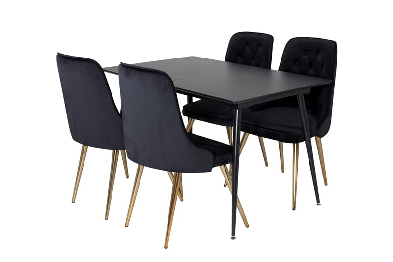 Spisegruppe Durango Forlengningsbar 120 cm Rektangulær med 4 Chantor Stoler - Svart - Møbler - Bord - Spisegruppe