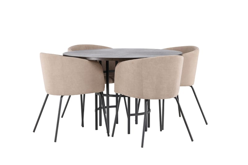 Spisegruppe Hamnka 115 cm Rund med 4 Beraid Stoler - Beige - Møbler - Bord - Spisegruppe