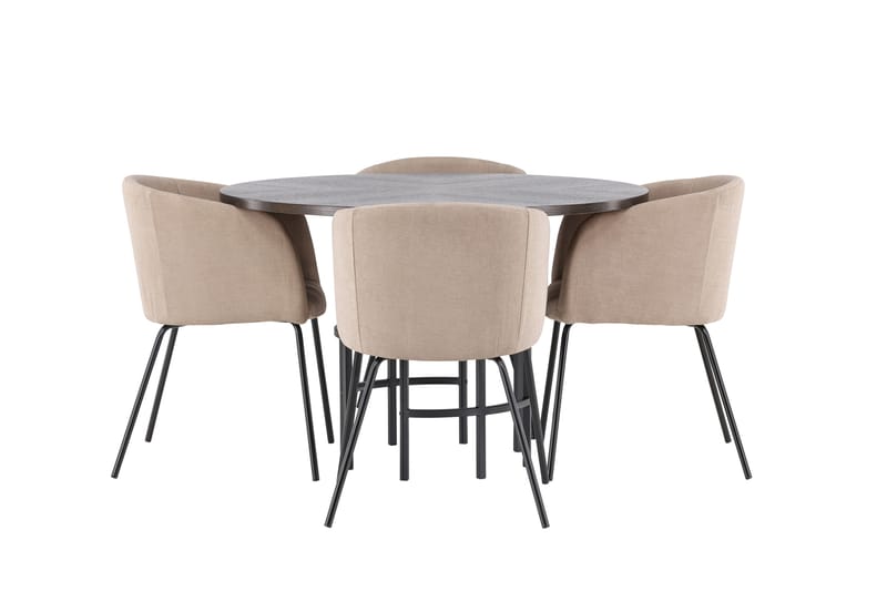 Spisegruppe Hamnka 115 cm Rund med 4 Beraid Stoler - Beige - Møbler - Bord - Spisegruppe