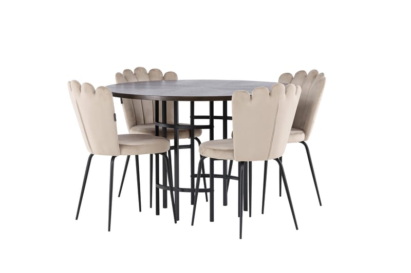 Spisegruppe Hamnka 115 cm Rund med 4 Limhamn Stoler - Beige - Møbler - Bord - Spisegruppe