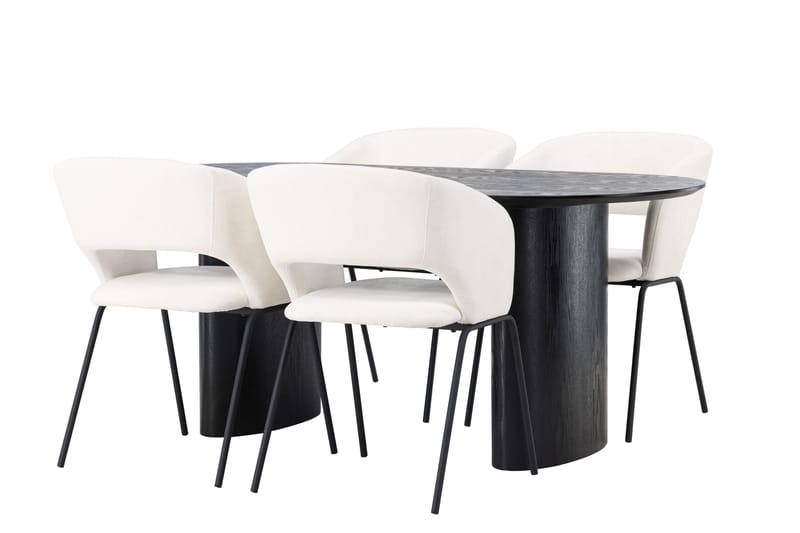 Spisegruppe Isolde 180 cm Oval med 4 Day Stoler - Svart - Møbler - Bord - Spisegruppe