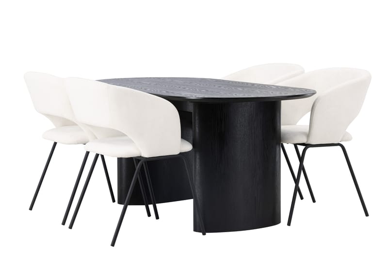 Spisegruppe Isolde 180 cm Oval med 4 Day Stoler - Svart - Møbler - Bord - Spisegruppe