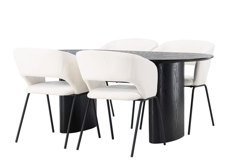 Spisegruppe Isolde 180 cm Oval med 4 Day Stoler - Svart - Møbler - Bord - Spisegruppe