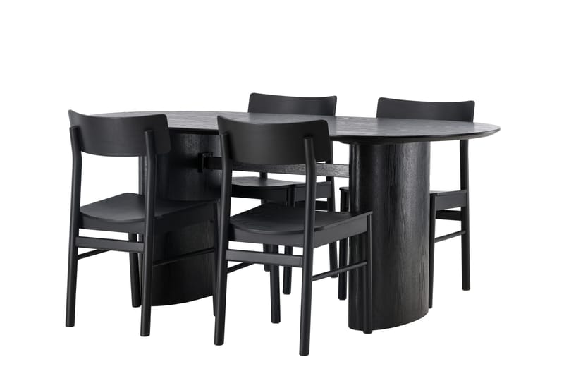 Spisegruppe Isolde 180 cm Oval med 4 Montros Stoler - Svart - Møbler - Bord - Spisegruppe