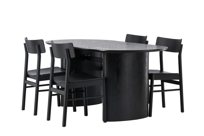 Spisegruppe Isolde 180 cm Oval med 4 Montros Stoler - Svart - Møbler - Bord - Spisegruppe