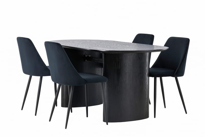 Spisegruppe Isolde 180 cm Oval med 4 Night Stoler - Svart - Møbler - Bord - Spisegruppe