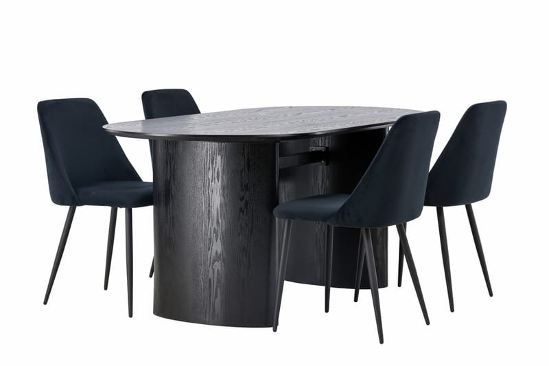 Spisegruppe Isolde 180 cm Oval med 4 Night Stoler - Svart - Møbler - Bord - Spisegruppe