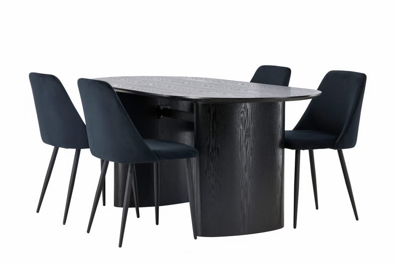 Spisegruppe Isolde 180 cm Oval med 4 Night Stoler - Svart - Møbler - Bord - Spisegruppe