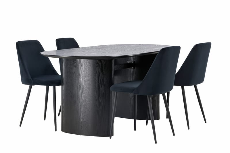 Spisegruppe Isolde 180 cm Oval med 4 Night Stoler - Svart - Møbler - Bord - Spisegruppe