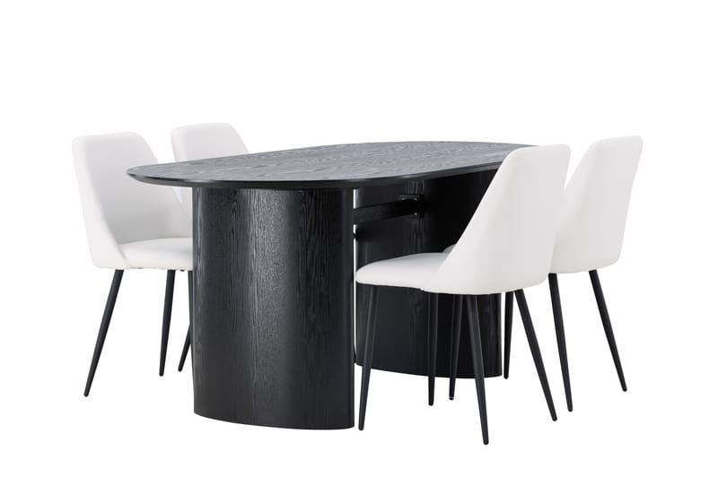 Spisegruppe Isolde 180 cm Oval med 4 Night Stoler - Svart - Møbler - Bord - Spisegruppe