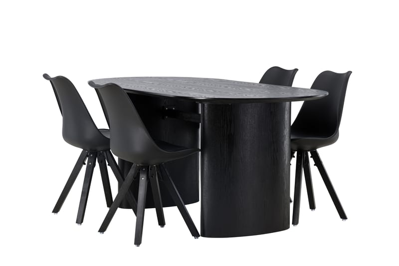 Spisegruppe Isolde 180 cm Oval med 4 Zeno Stoler - Svart - Møbler - Bord - Spisegruppe