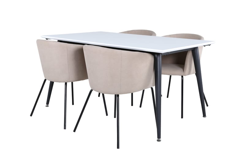 Spisegruppe Jyma 150 cm Rektangulær med 4 Beraid Stoler - Beige - Spisegruppe