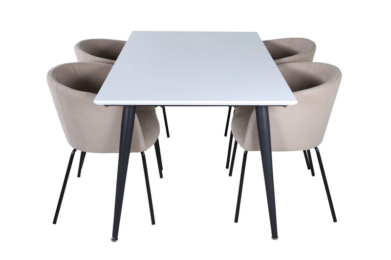 Spisegruppe Jyma 150 cm Rektangulær med 4 Beraid Stoler - Beige - Spisegruppe