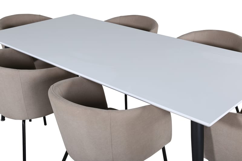 Spisegruppe Jyma 195 cm Rektangulær med 6 Beraid Stoler - Beige - Møbler - Bord - Spisegruppe