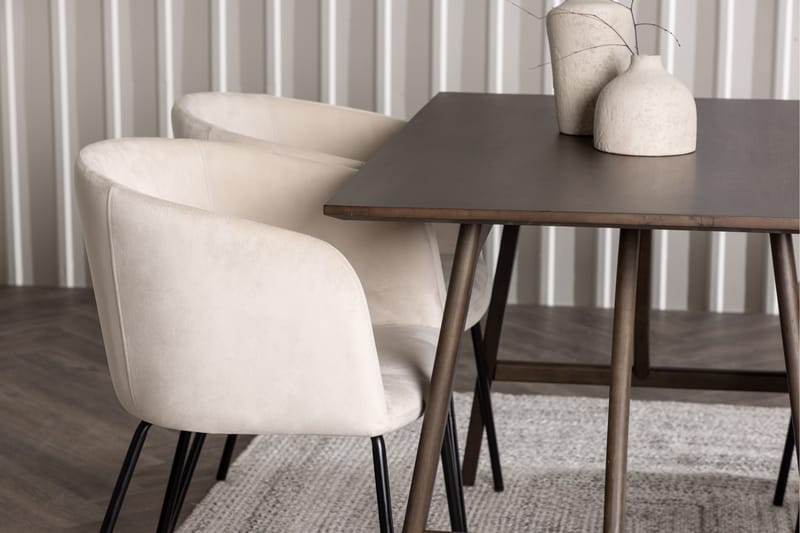 Spisegruppe Kaseidon 120 cm Rektangulær med 4 Beraid Stoler - Beige - Møbler - Bord - Spisegruppe